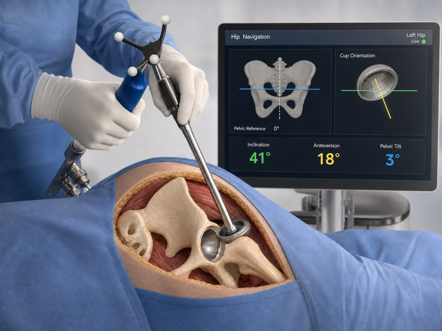 Navigation in hip and knee replacement